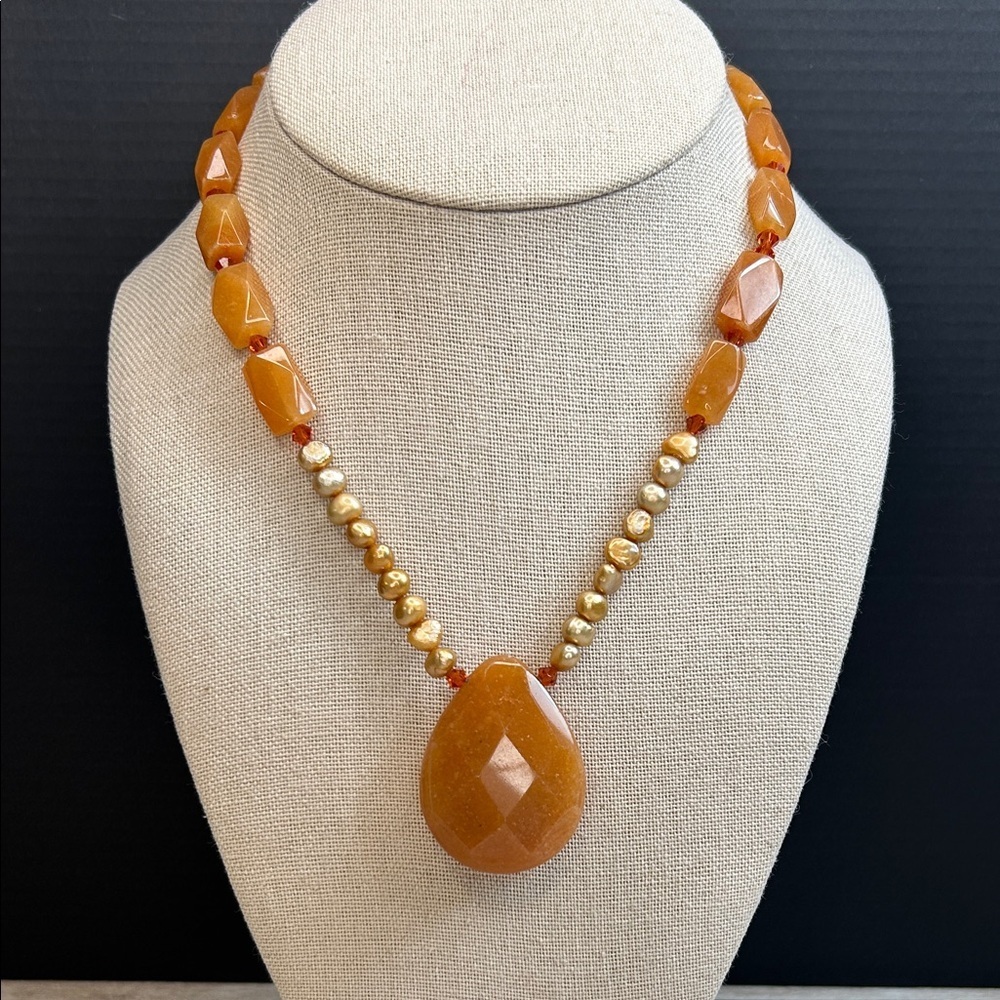 Carnelian and Freshwater Pearl Necklace